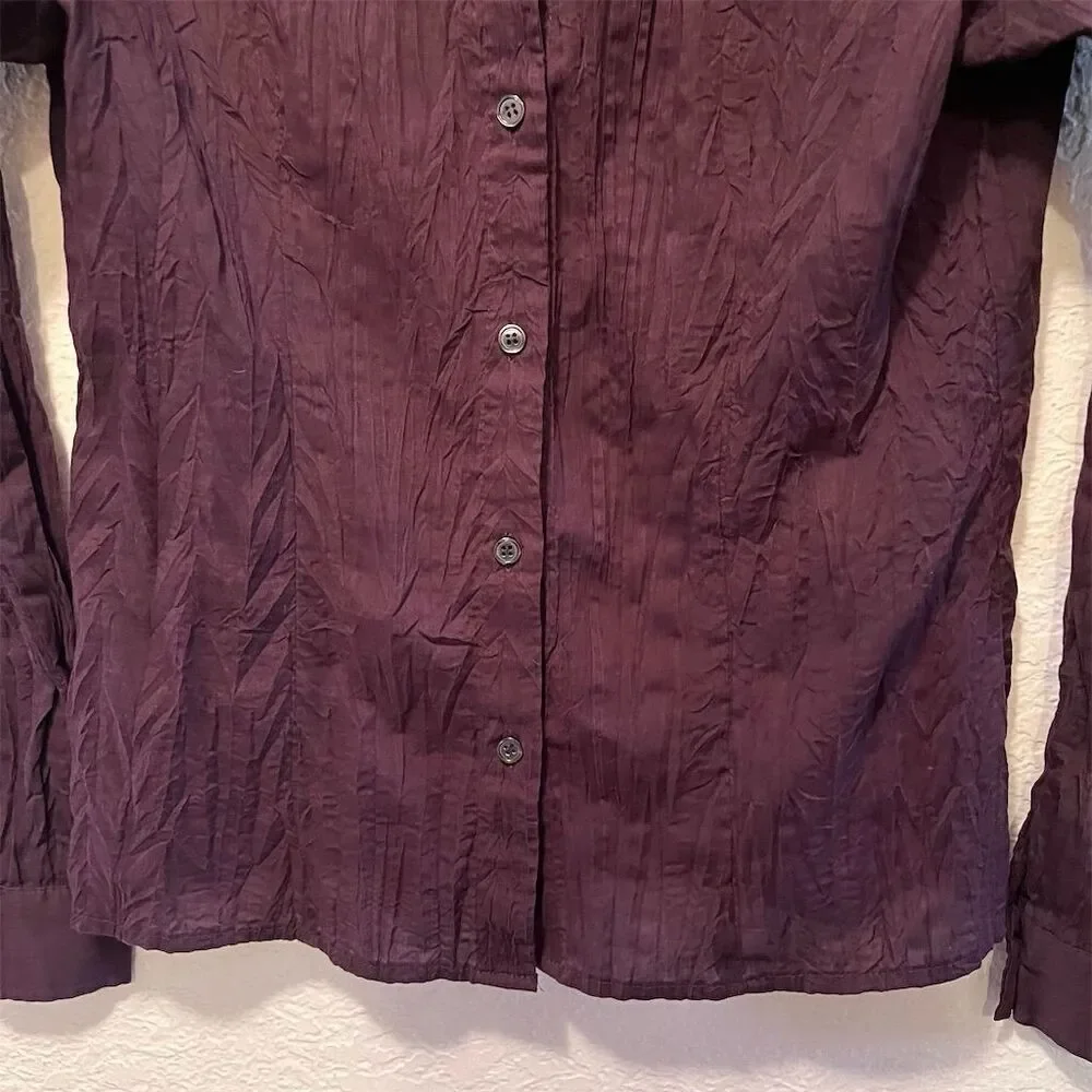 *30off3* New York & Company Women's‎ Red Long Sleeve Button-Up Blouse Size M